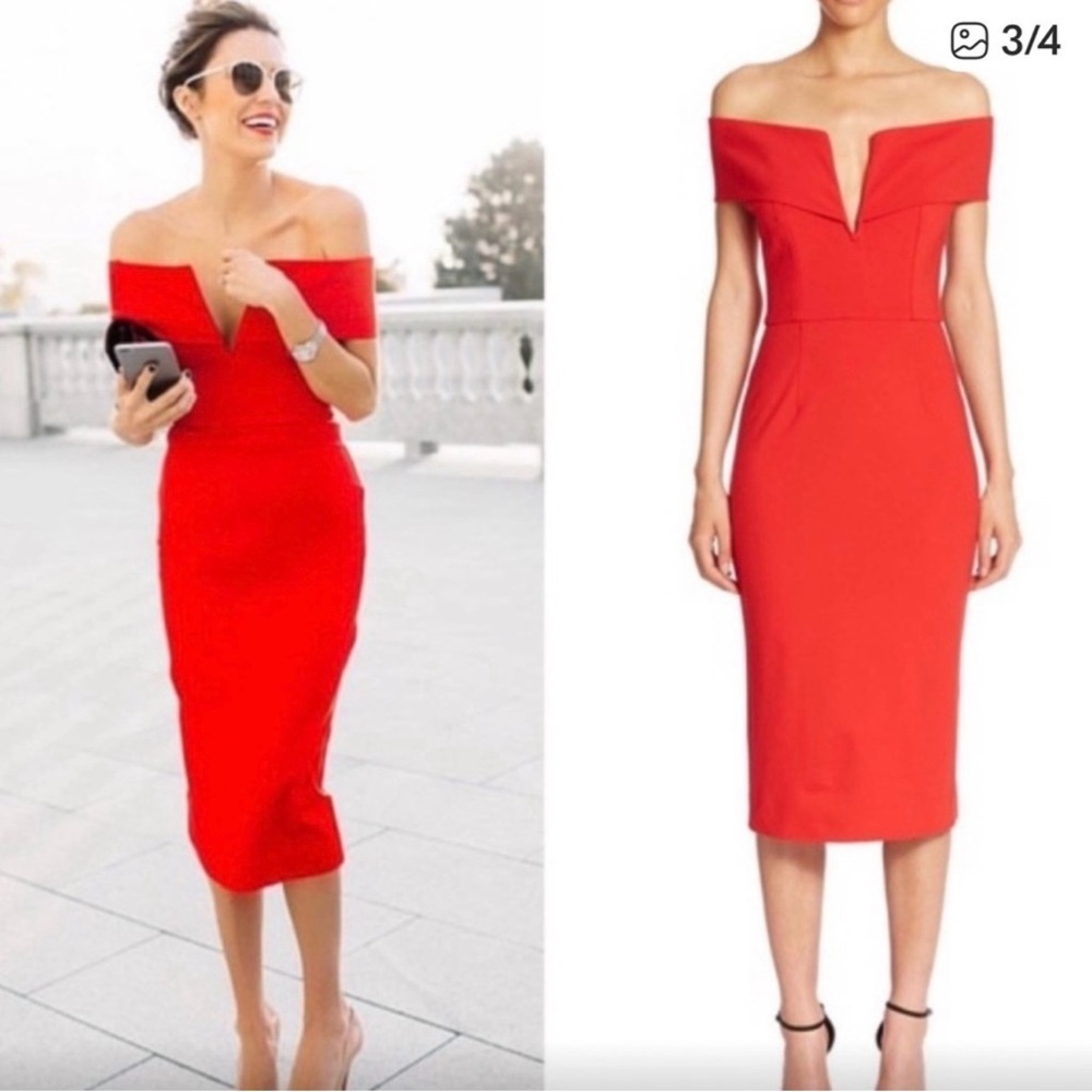 Elegant Red Off-Shoulder Dress